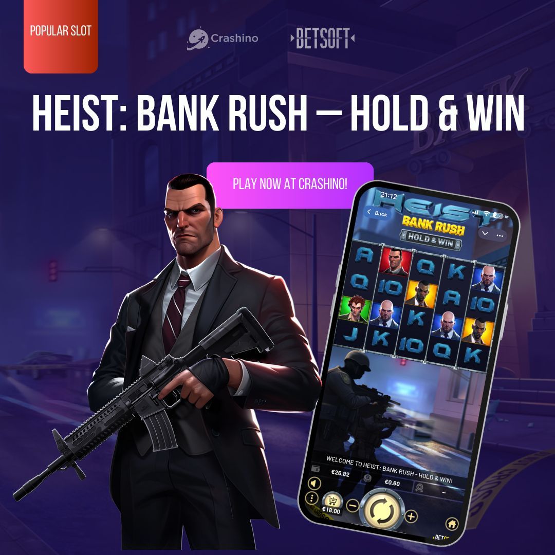 ⭐️Popular Game: Heist: Bank Rush

Gear up for the ultimate bank job! The game throws you into a high-speed chase for massive loot with sticky safes, bonus rounds, and explosive wins. 

🤩Volatility: High
💵 Max Multiplier Win: 6,151x

👉🏻 Play now HERE: crashino.com/en/casino/bets…