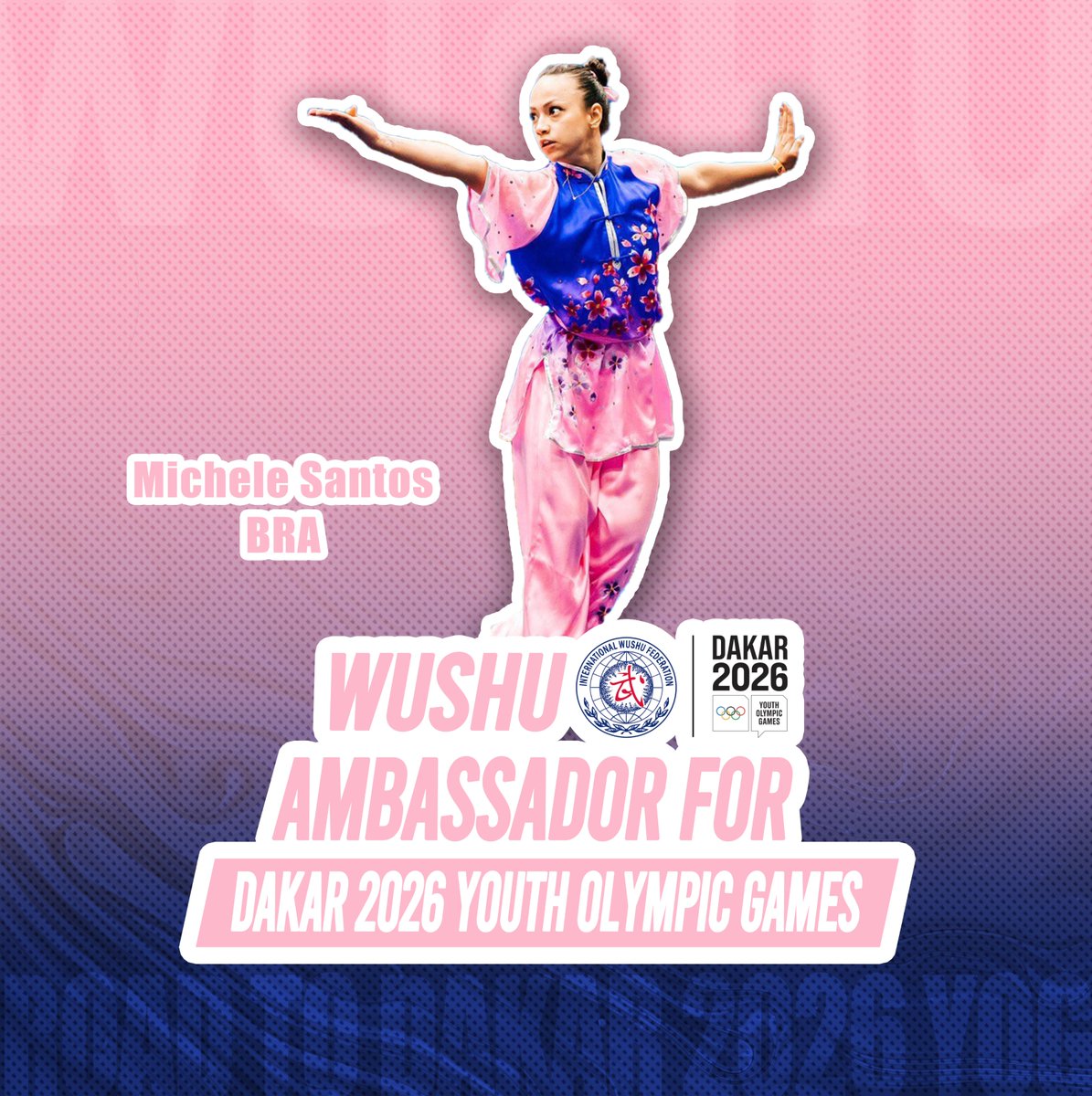 #Wushu #WushuDakar2026YOG  Wushu Ambassadors for Dakar 2026 Youth Olympic Games –Michele Santos (Brazil) – She is an excellent wushu athlete, specializing in changquan. Her achievements include Pan American Championships gold and The World Games bronze medals.