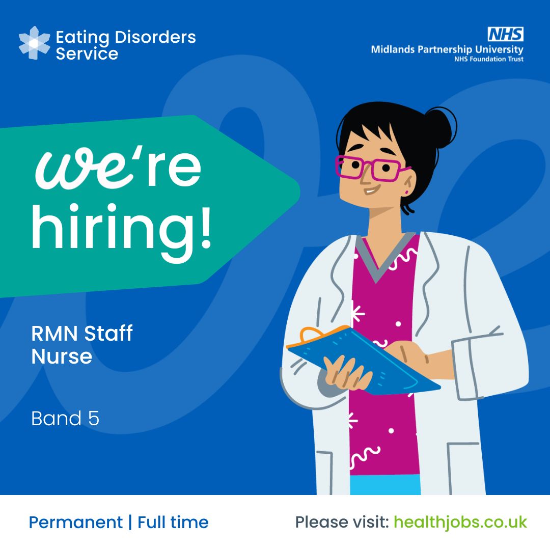 WellnessMPFT's tweet image. An exciting opportunity has arisen for an RMN Staff Nurse to join our @mpftnhs Specialist Eating Disorders team 👇

🔵 Band 5
🔵 Stafford
🔵 Closing date: 11th July 2025

Find out more and apply today: orlo.uk/lKj79

#NHSCareers #NHSJobs #NHSOpportunities