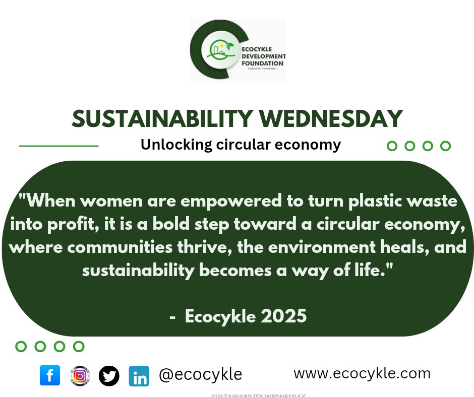 ecocykle's tweet image. From waste to wealth, women are leading the charge toward a circular economy—creating change, restoring the planet, and building sustainable livelihoods one plastic piece at a time.
#CircularEconomy #WomenInSustainability #BeatPlasticPollution #Plastic2CreativeCrafts
