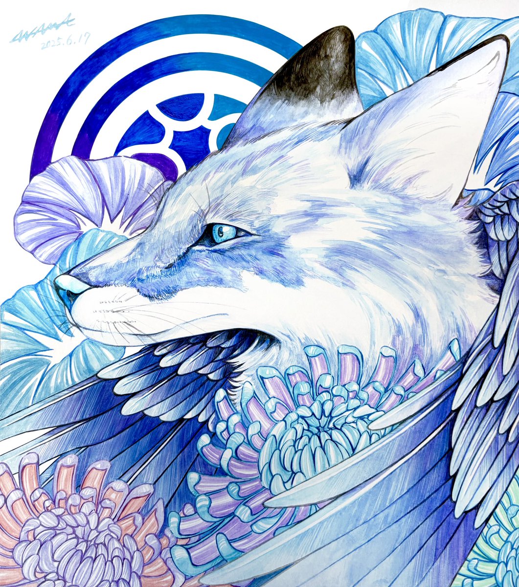 青い狐 /色紙(240mm×270mm)