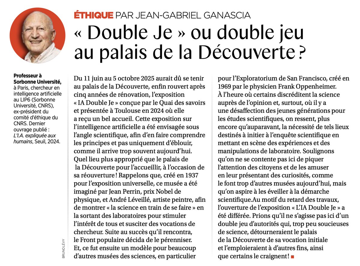 Le palais de la Découverte rouvrira-t-il dans ses locaux historiques? Telle est la question que beaucoup se posent aujourd'hui, à l'heure où l'ouverture de l'exposition "IA Double Je" a été reportée sine die.