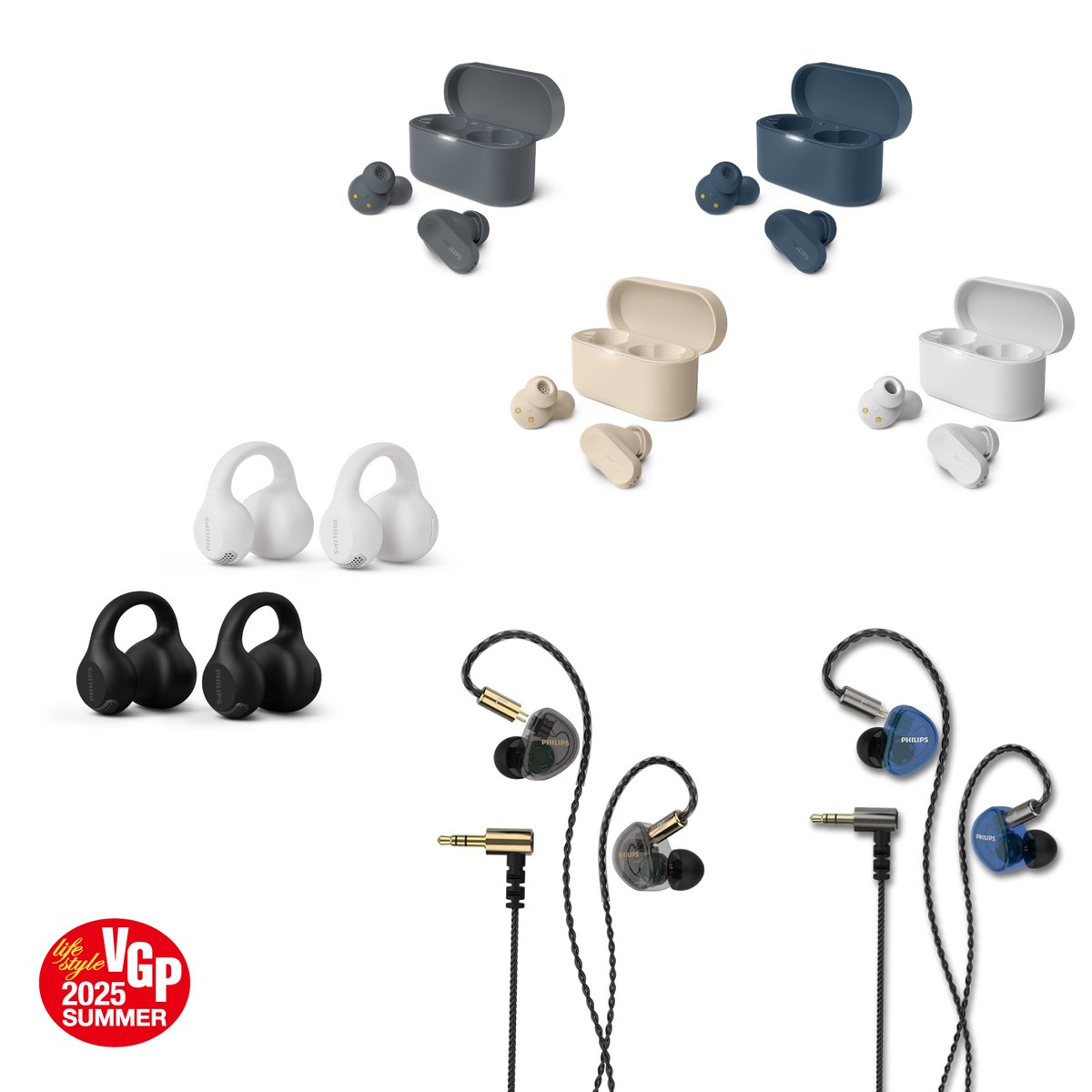 本日発表された「VGP 2025 Summer」にて、Philipsのオーディオ製品がアワードを受賞いたしました。

企画賞:
Bluetoothヘッドホン「TAH2000」
（Philipsオーディオ100周年記念モデル）

部門賞:
インイヤーモニター「TAE7009」
ANC搭載TWS「TAT3509」
イヤーカフ型イヤホン「TAQ2000」

#VGPアワード