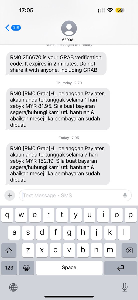 hi <a href="/GrabMY/">Grab Malaysia</a> , saya baru guna nombor ni 3 bulan , tak pernah ada paylater under grab . tapi kerap saya dapat mesej , lepas tu hari2 dapat call dari grab utk remind hutang. boleh tak check sebab benda ni sangat annoying . orang lain yang berhutang saya yang kena ganggu
