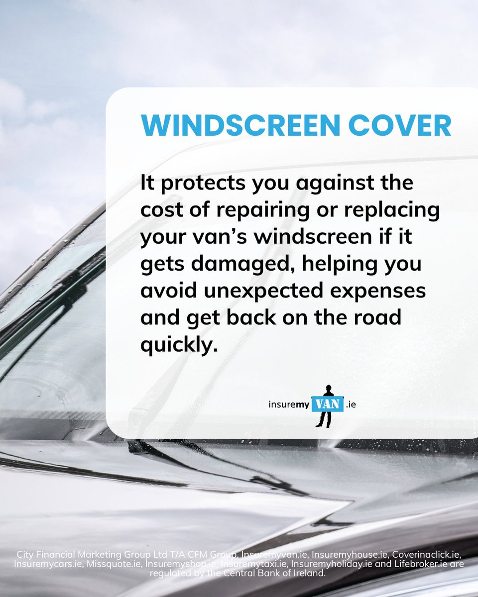 🪟 A chipped or cracked windscreen can happen when you least expect it. Add windscreen cover to your policy and stay protected from costly repairs 🚐
📞 For more info, get in touch with our expert team today.

#insuremyvan #fleetinsurance #insurancebroker #insurance_solutions #ad