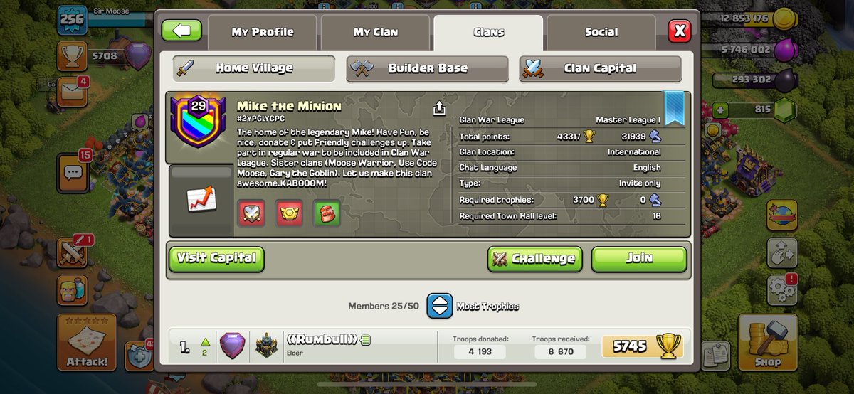 Hi guys, Mike the Minion clan is recruiting! Looking for TH16 players! Link here: link.clashofclans.com/en?action=Open…