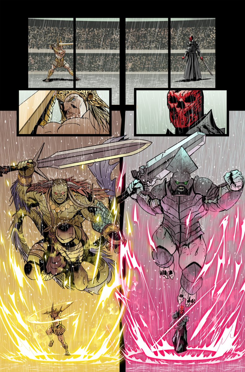 InakiMiranda's tweet image. BLADE FORGER #4 from @MadCaveStudios  is out today.

It&apos;s the fourth ring match.

Crimson Mask, bloodthirsty and unstoppable, faces Hogan, the invincible hero blessed by the gods.

Fight!

Colors by Eva de la Cruz.