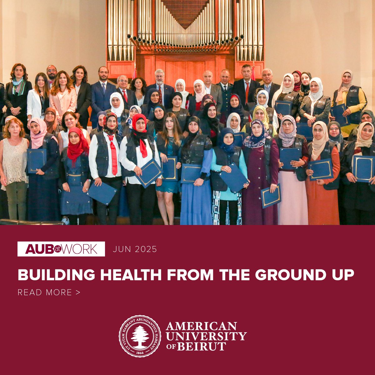 DiscoveringAUB's tweet image. In places where healthcare is scarce, she’s becoming the first line of support. Through the Mobile University for Health, @ghiaub trains displaced women to care for their neighbors—putting power and knowledge into the hands of communities.
Read more: tr.ee/MUHAUB