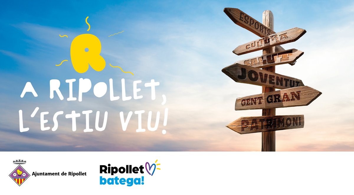 Arriba el programa ‘𝗔 𝗥𝗶𝗽𝗼𝗹𝗹𝗲𝘁, 𝗹’𝗲𝘀𝘁𝗶𝘂 𝘃𝗶𝘂!’
Coincidint amb l’inici de les vacances escolars, aquesta setmana arrenca el programa d’activitats ‘A Ripollet, l’estiu viu!’, que l’Ajuntament durà a terme a espais i equipaments municipals fins al 31 de juliol.

Es