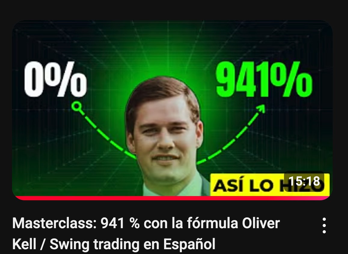 🚀 ¿Cómo logró Oliver Kell un 941 % de rentabilidad en solo 12 meses?

🎯 Te lo explico paso a paso en esta masterclass.

Aprende su fórmula  y aplícala tú también.

▶️ Mira el víde aquí: youtu.be/2Sdw-HIZNHs?si…

#Trading #Inversión #OliverKell #SwingTrading #Bolsa