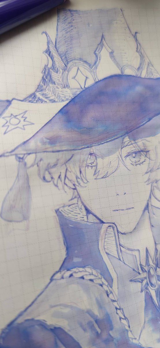 _Pinlin's tweet image. Drawing with fountain pen ink. Colorverse - grapefruit eats the universe