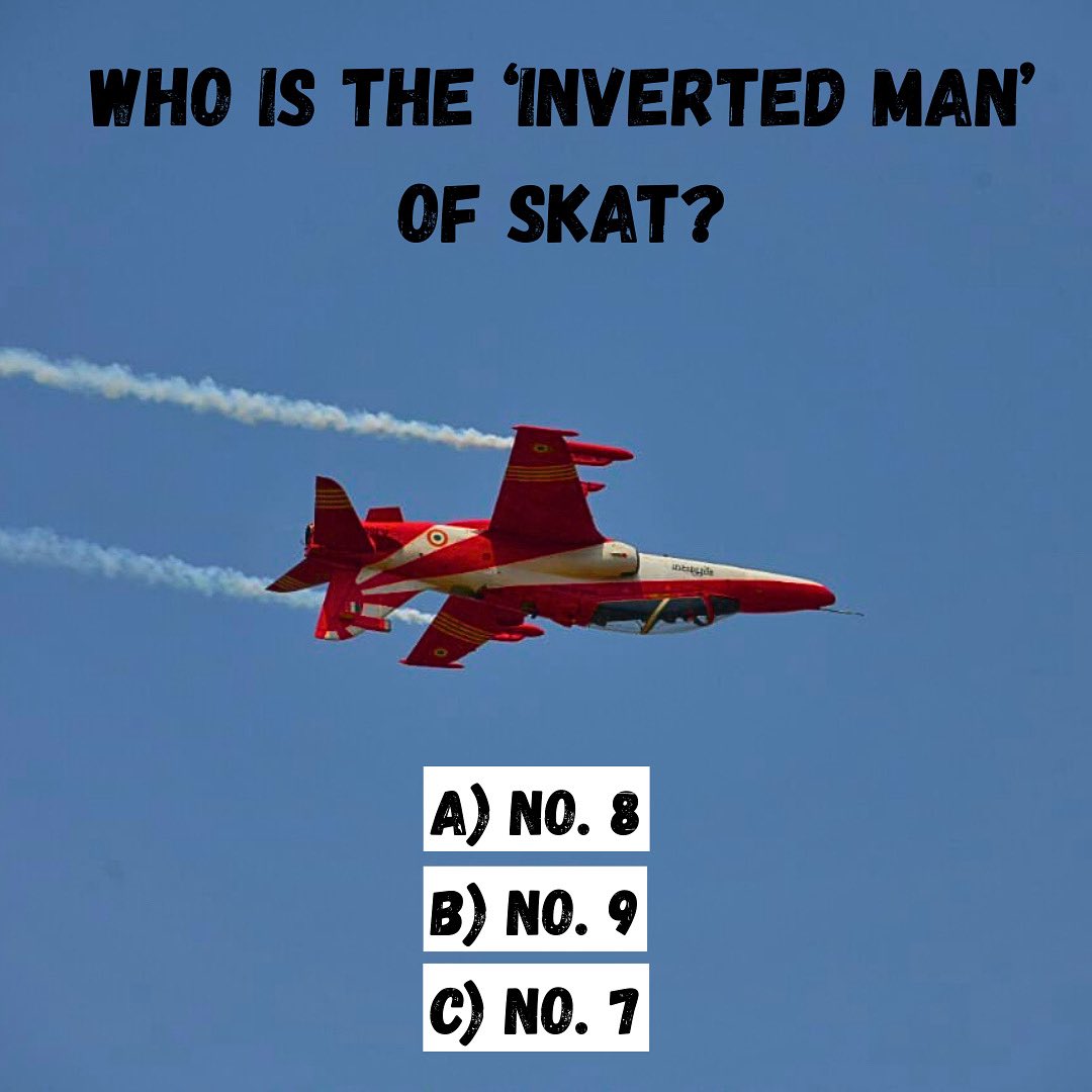 Suryakiran_IAF's tweet image. Here’s Question 2 of SKAT QUIZ WEEK! 🚨
Head over to instagram.com/p/DLU2pY-Sad-/…
Drop your answer in the comments ASAP!
Get it right and you’re one step closer to winning some exciting Suryakiran merchandise!🔥
🏆 The speediest brainiac with the most correct answers wins!
