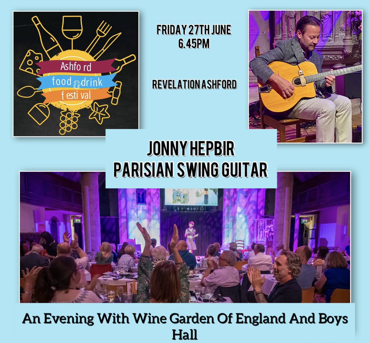 Jonny Hepbir (@jonnyhepbir) on Twitter photo Looking forward to playing #gypsyjazz during #ashfordfoodanddrinkfestival for ‘An Evening With Wine Garden Of England And Boys Hall’ at the awesome <a href="/RevelationAsh/">Revelation</a> this Friday 27th June full details: revelationashford.co.uk/events/a-tasti…
#swingjazz #acousticguitar #djangoreinhardt #summer Looking forward to playing #gypsyjazz during #ashfordfoodanddrinkfestival for ‘An Evening With Wine Garden Of England And Boys Hall’ at the awesome <a href="/RevelationAsh/">Revelation</a> this Friday 27th June full details: revelationashford.co.uk/events/a-tasti…
#swingjazz #acousticguitar #djangoreinhardt #summer