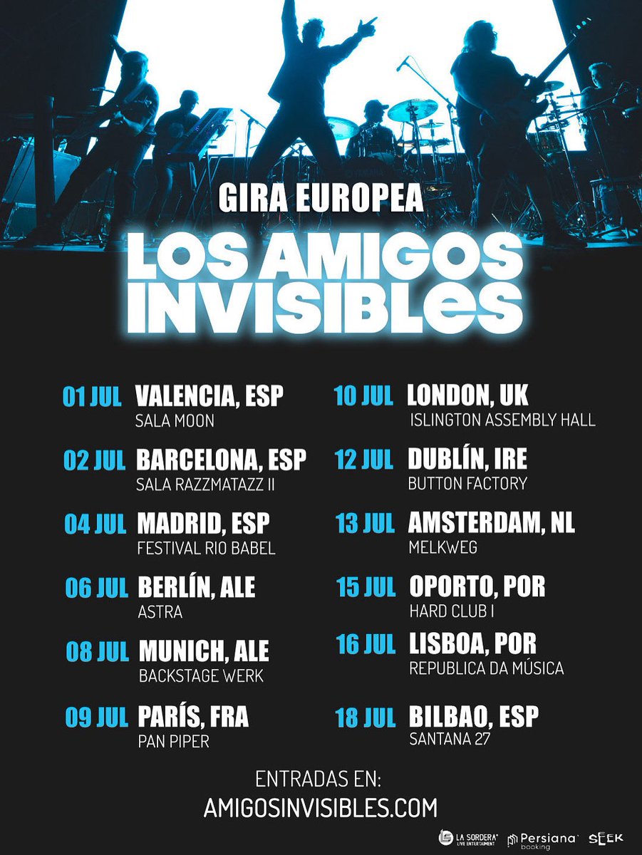 🎉 ¡Europa, prepárate para el #WikiWiki ! 🌍🔥
El #WikiWikiTour de Los Amigos Invisibles está por comenzar 🇪🇸🇩🇪🇫🇷🇬🇧🇮🇪🇳🇱🇵🇹
Bailamos, gozamos... ¡y no paramos! 💃🕺
📍¿En qué ciudad nos vamos a encontrar?