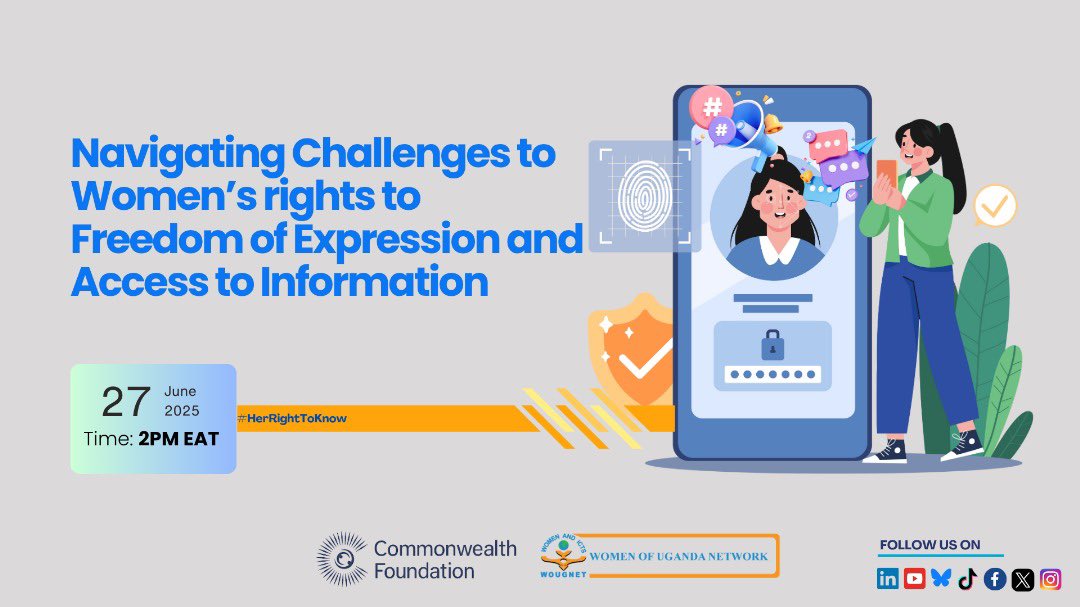 wougnet's tweet image. 🚨Across Uganda, women still struggle to access information &amp;amp; freely express themselves due to various factors including restrictive laws. 

📢 Join our X chat this  Friday as we unpack these  challenges &amp;amp; their impacts to  women’s participation in digital spaces.

⏰2:00pm EAT