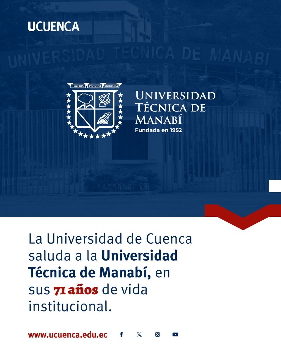 UCuenca (@udecuenca) on Twitter photo #SaludosUCuenca | La Universidad de Cuenca felicita a la Universidad Técnica de Manabí en su aniversario y envía un fraterno saludo a su comunidad universitaria <a href="/UTMManabi/">Universidad Técnica de Manabí</a> #SaludosUCuenca | La Universidad de Cuenca felicita a la Universidad Técnica de Manabí en su aniversario y envía un fraterno saludo a su comunidad universitaria <a href="/UTMManabi/">Universidad Técnica de Manabí</a>