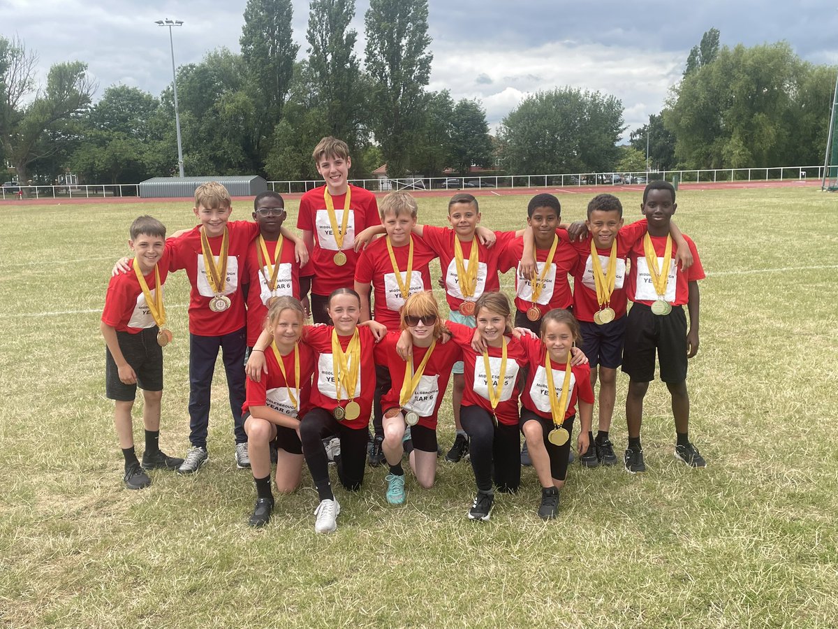 Congratulations to the 14 Whinney Banks representatives of the Middlesbrough athletics team who were today crowned Tees Valley champions. Brilliant 🏆🥇
