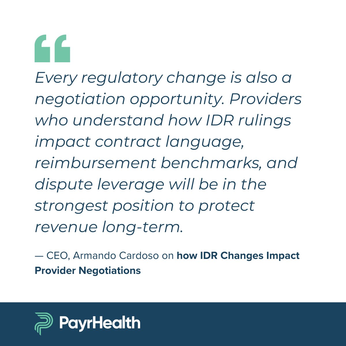 ⚖️ The IDR process is evolving — providers must stay ahead.

💡 As CEO Armando Cardoso says:
“Regulatory changes create negotiation opportunities.”
✅ Understand IDR impact
✅ Strengthen your contracts

PayrHealth helps providers protect revenue.
#NoSurprisesAct #IDR