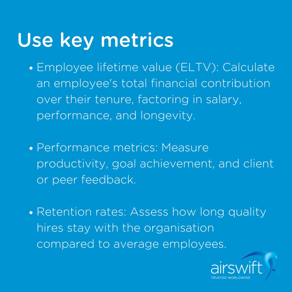 weareairswift's tweet image. By focusing on #EmployeeLifetimeValue (ELTV), companies can assess the financial impact of their hires through key metrics like employee productivity, retention rates, and revenue per employee.

Learn more about ELTV here: hubs.ly/Q03sBHLG0

#QualityHire #WeAreAirswift