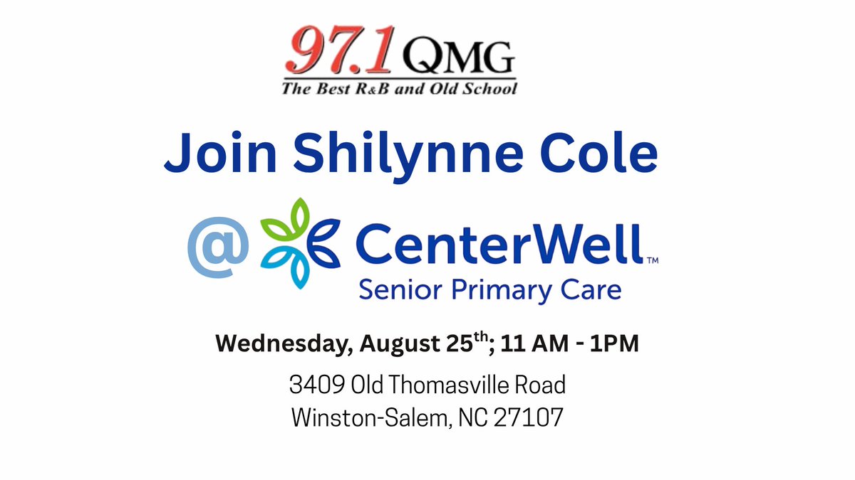 It's almost time! Join Shilynne Cole at grand opening of CenterWell Easton (3409 Old Thomasville Rd in Winston-Salem) today from 11a - 1p!  Join us for games, prizes and tour the new facility!