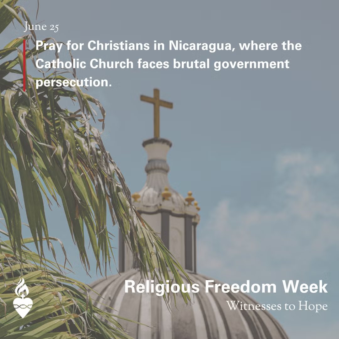 RichmondDiocese's tweet photo. On the fourth day of Religious Freedom Week, we pray for Christians in Nicaragua, as they face persecution from their government. May God protect them and grant them freedom to live out their faith. #ReligiousFreedomWeek https://t.co/jyviC5UqcP