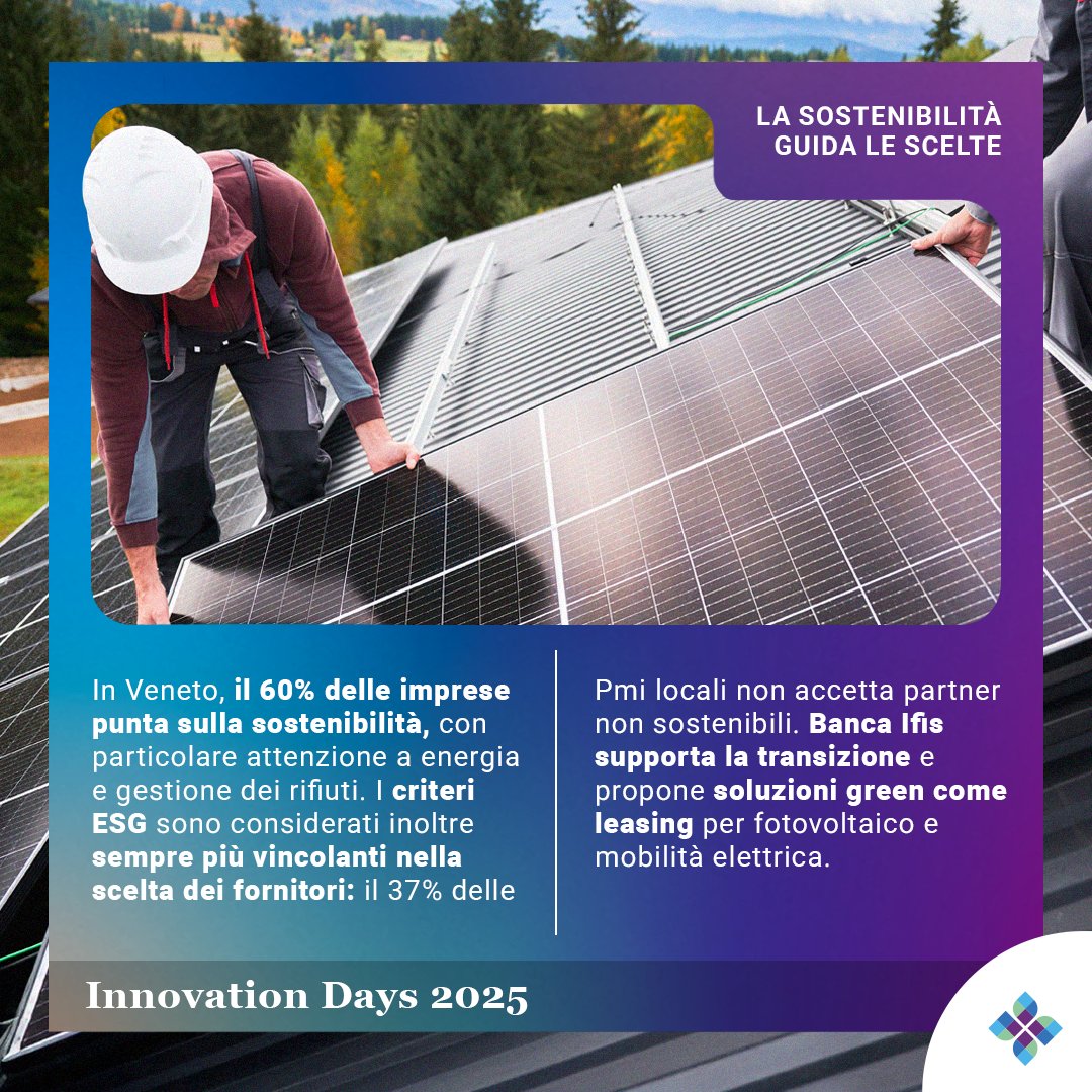 Veneto: tra le regioni più dinamiche d’Italia per export, innovazione e sostenibilità. Scopri come si muovono e comportano le sue #Pmi e in che modo #BancaIfis le supporta con soluzioni su misura.
#InnovationDays bancaifis.it/chi-siamo/rice…