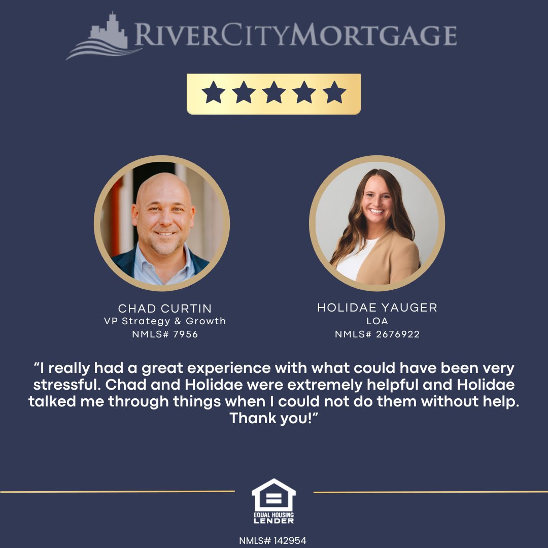 RCHomeLoan's tweet image. Chad &amp;amp; Holidae = patience, knowledge, and real support every step of the way. A team you can count on. 👏 

#RiverCityMortgage #MortgagePros