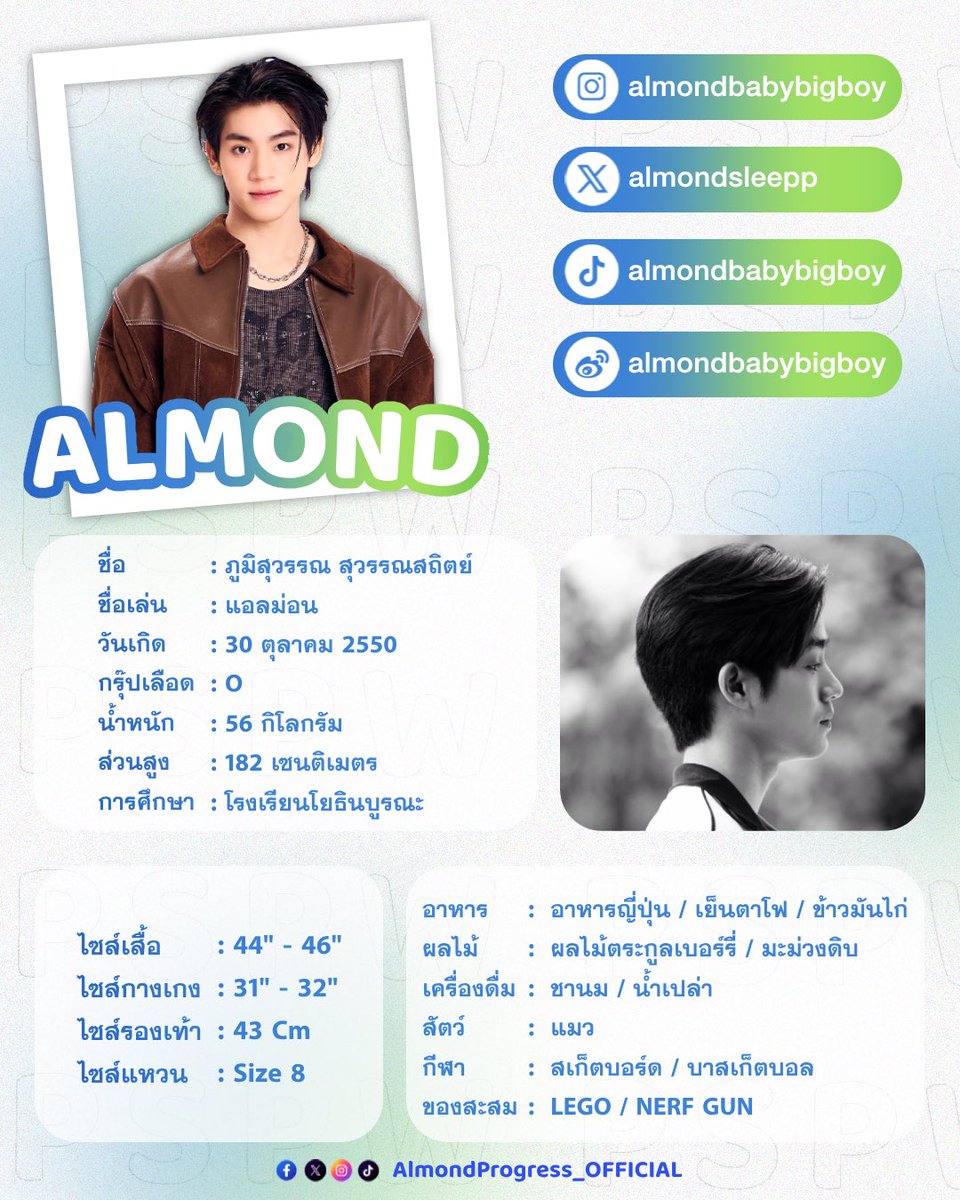 _Almondprogress's tweet image. AlmondProgress Profile Update💙💚

#AlmondProgress #แอลม่อนโปรเกรส 
#ด้อมภภ #PSPW #ภภของพี่ภูมิพี่ภาส
#almondbabybigboy #progresspassawish
