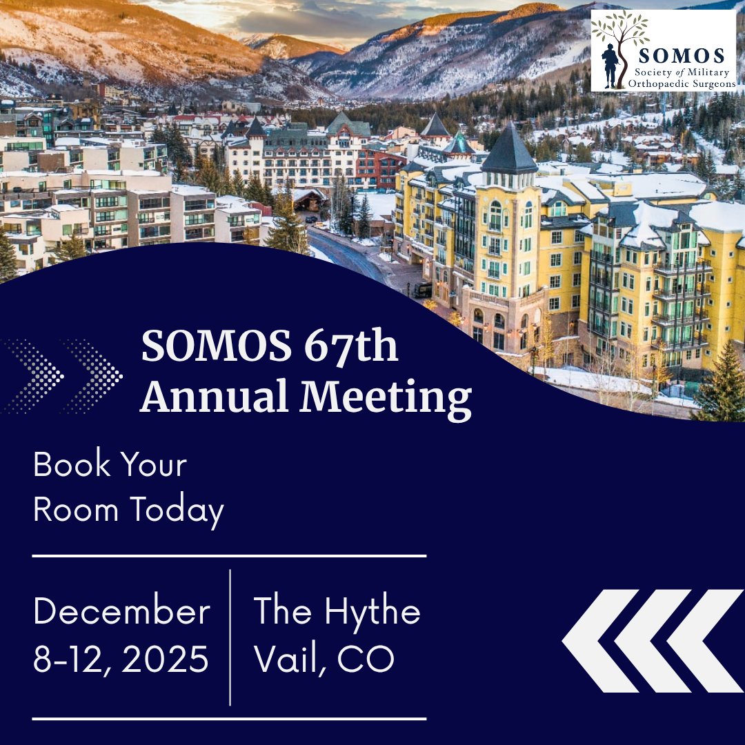 Stay in the heart of the action at the 67th Annual SOMOS Meeting in Vail, CO! Secure your room now and be steps away from the conference excitement.
zurl.co/CD86g #SOMOS2025 #SOMOSMeeting #Orthopaedics #MilitaryMedicine #OrthopaedicSurgeons