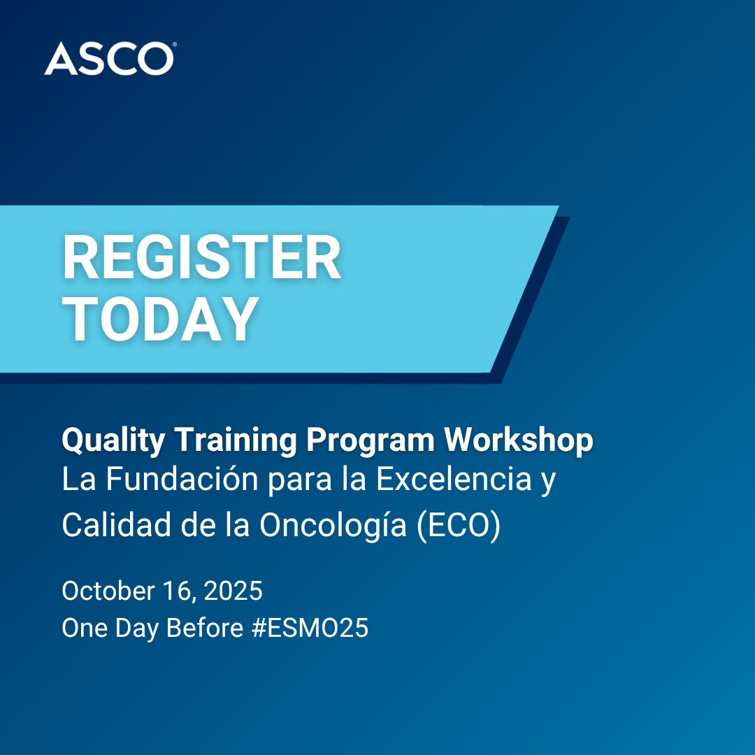 Join us one day before #ESMO25! 

Attend our one-day Quality Training Program workshop in Berlin, Germany w/ <a href="/FundacionECO/">Fundación ECO</a> on October 16, 2025. Register today: bit.ly/44j3aoT