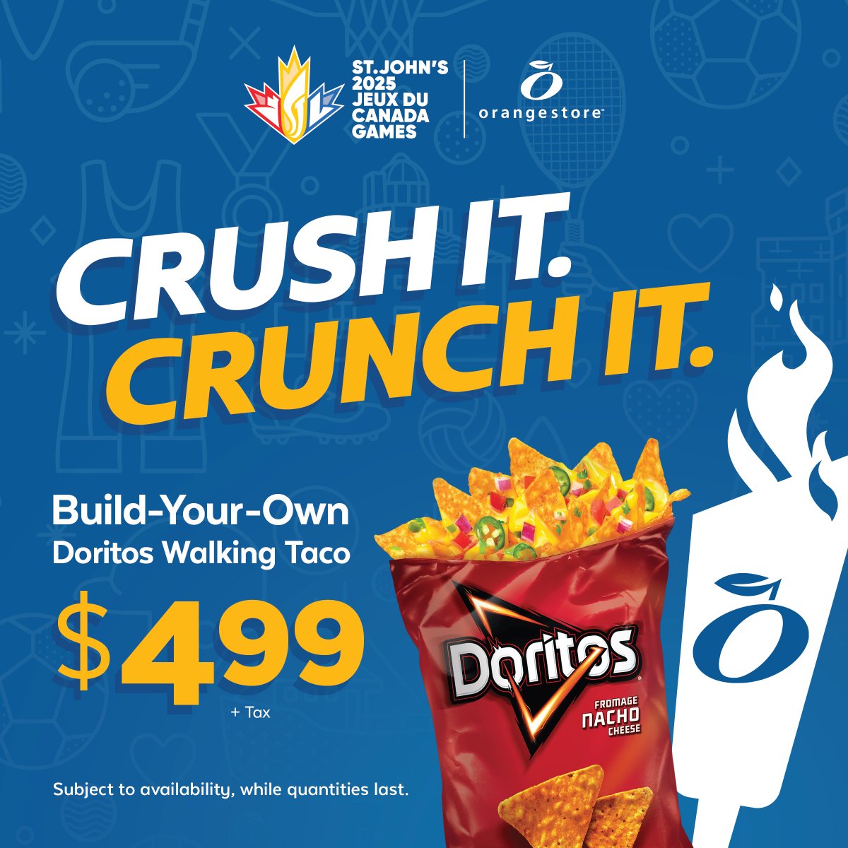 Orange_Store's tweet image. Build your own “Walking Taco” for just $4.99 – only at Orangestore!

Grab a bag of Doritos and top ‘em off with the good stuff: jalapeño cheddar sauce, hot peppers, salsa, bacon bits, black olives, and more. Express your own snackin’ style!