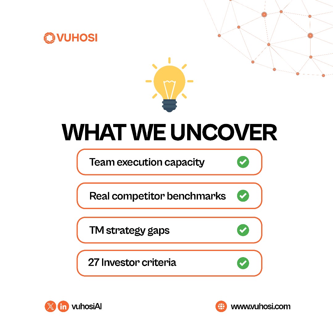 VuhosiAI's tweet photo. 🚨 Founders, your deck is just the beginning.

Most investors skim decks in under 3 minutes. That’s barely enough time to register your logo, let alone your vision.

But what if your startup could be understood beyond the slides?

💡 Vuhosi’s multi-agent AI system reviews your pitch and everything around it:
 ✅ Validates your team’s execution capacity
 ✅ Benchmarks your traction vs competitors
 ✅ Analyzes GTM strategy and market timing
 ✅ Checks investor-fit across 27 expert criteria
 ✅ Surfaces red flags before they get raised in the room

Because great startups aren't always great at pitching, and good pitches don't always mean good startups.

With Vuhosi, founders get honest, actionable insights,
 Investors get smarter, faster decisions.

🎯 Decks tell a story, We uncover the truth behind it.

#Vuhosi #StartupFunding #AIforVC #Founders #VentureCapital #DealFlow #AIcopilot