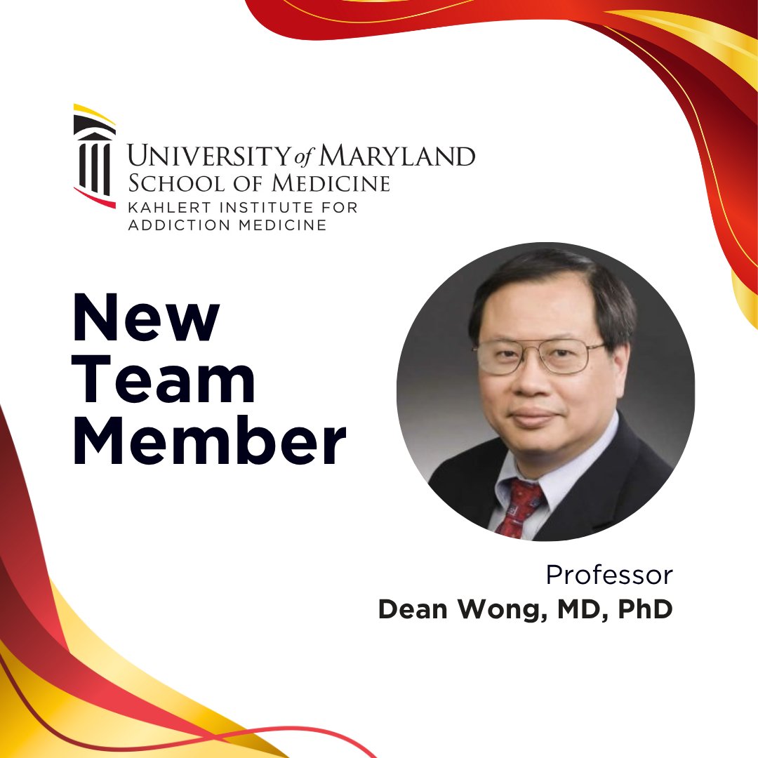 Kahlert Institute for Addiction Medicine (@kahlert_umsom) on Twitter photo We are thrilled to announce the appointment of Dr. Dean Wong, MD, PhD.
Dr. Wong will help us build a robust #translational portfolio examining novel mechanisms that contribute to #substanceuse and inform new therapeutic pathways. Welcome Dr. Wong!
#AddictionMedicine We are thrilled to announce the appointment of Dr. Dean Wong, MD, PhD.
Dr. Wong will help us build a robust #translational portfolio examining novel mechanisms that contribute to #substanceuse and inform new therapeutic pathways. Welcome Dr. Wong!
#AddictionMedicine