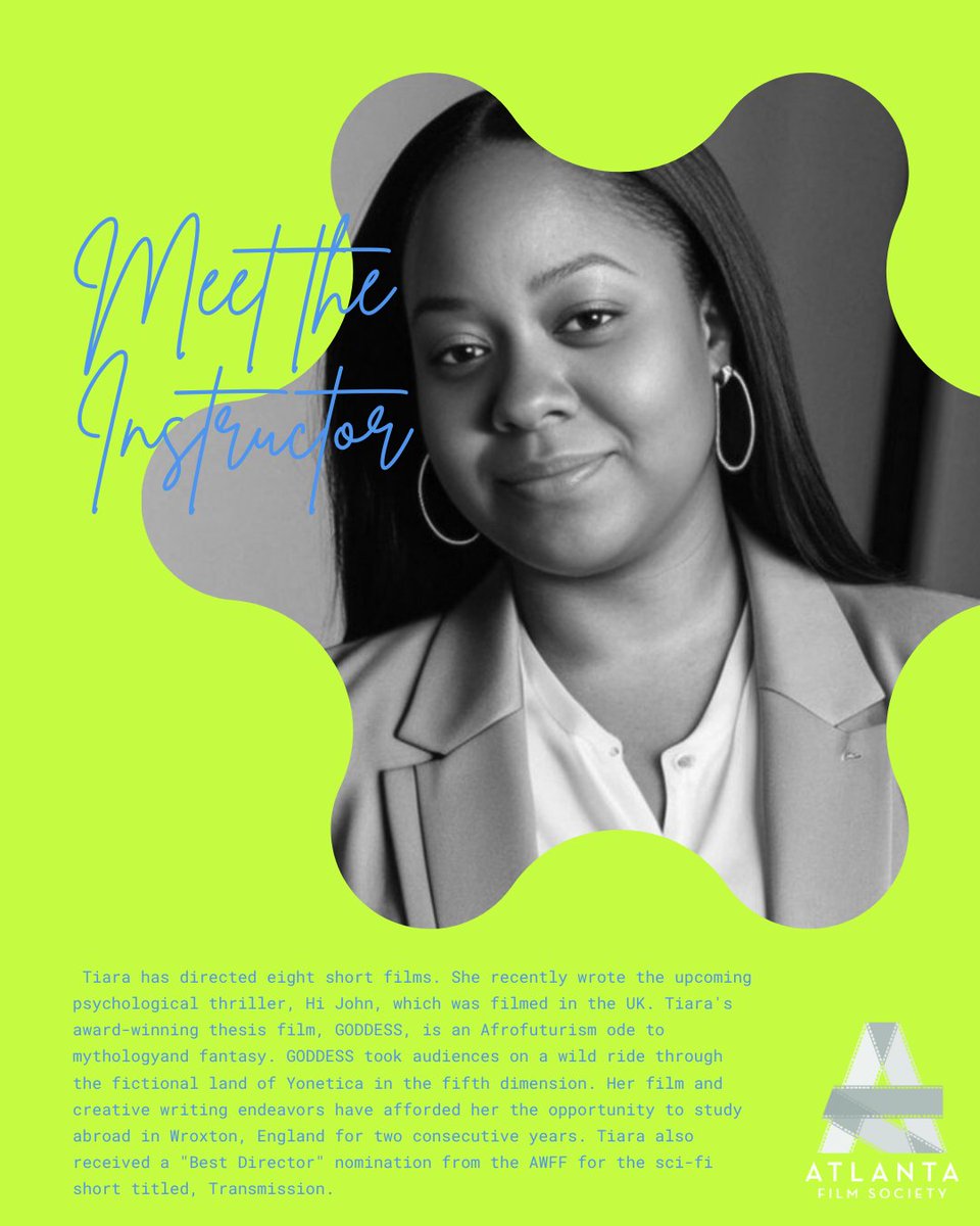 Meet the Instructor: Tiara Luten! 📽️ Tiara's next class: Short Films Intermediate: Going Into Production with Tiara Luten (Online Course), is happening 8/2-/23. You can save $50 now by clicking 👉 ow.ly/8Tmq50WfxrP ✔️ Early bird sale ends July 15th! 💫 #ATLFS #ShortFilms
