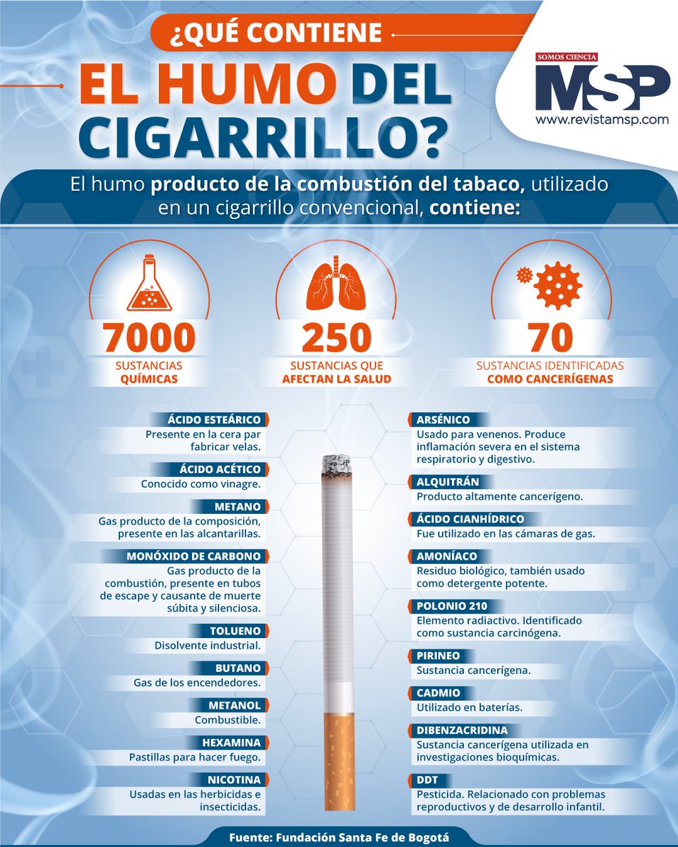 #InfografíaMSP 🚬  Más allá de los pulmones, el cigarrillo tiene un profundo impacto en la salud del corazón y del cerebro, ya que daña los vasos sanguíneos, eleva la presión arterial y aumenta significativamente el riesgo de infartos y accidentes cerebrovasculares.