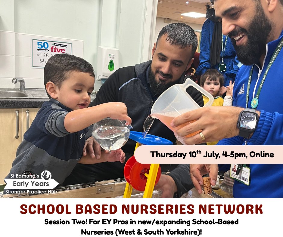 📢 Second Session! For EY Pros in new/expanding School-Based Nurseries (West &amp; South Yorkshire)!

Join us for our next online network session focusing on 'Engaging Families'! 👨‍👩‍👦

Sign up here! ✍️ eventbrite.co.uk/e/142199761614…

#EarlyYears #SchoolNursery #FundedChildcare