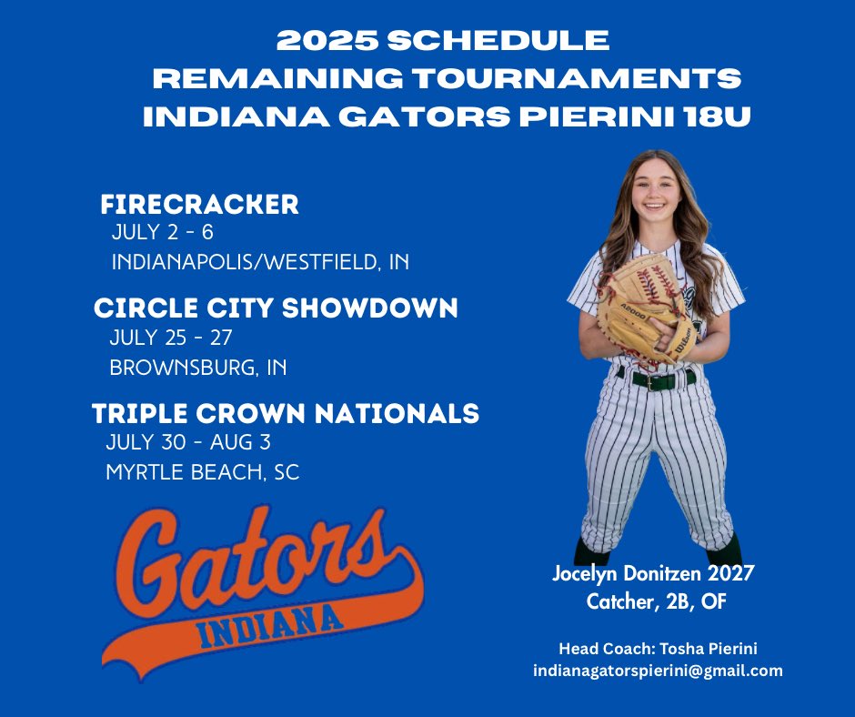 Jocelyn *Jay* Donitzen 2027 (@jocelyndonitzen) on Twitter photo I’ll be finishing this season playing  for Indiana Gators Pierini 18U! I’m excited for this opportunity and to play for the Indiana Gators organization! 🧡💙Wishing all the best to my NWI Sox team, they are a great group of talented athletes🖤🤍 I’ll be finishing this season playing  for Indiana Gators Pierini 18U! I’m excited for this opportunity and to play for the Indiana Gators organization! 🧡💙Wishing all the best to my NWI Sox team, they are a great group of talented athletes🖤🤍