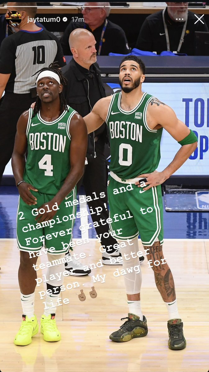 JustinmTurpin's tweet image. Jayson Tatum says goodbye to Jrue Holiday and Kristaps Porzingis on IG:
