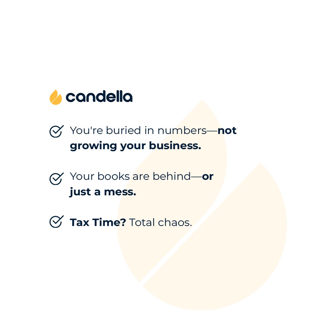 CandellaService's tweet image. Overwhelmed by your books? You might be ready to outsource if:

1️⃣ Buried in numbers, not growth
2️⃣ Books are behind or messy
3️⃣ Tax time = chaos

Let Candella Services handle it—focus on what you do best!

#OutsourceBookkeeping #CandellaServices #StressFreeFinance