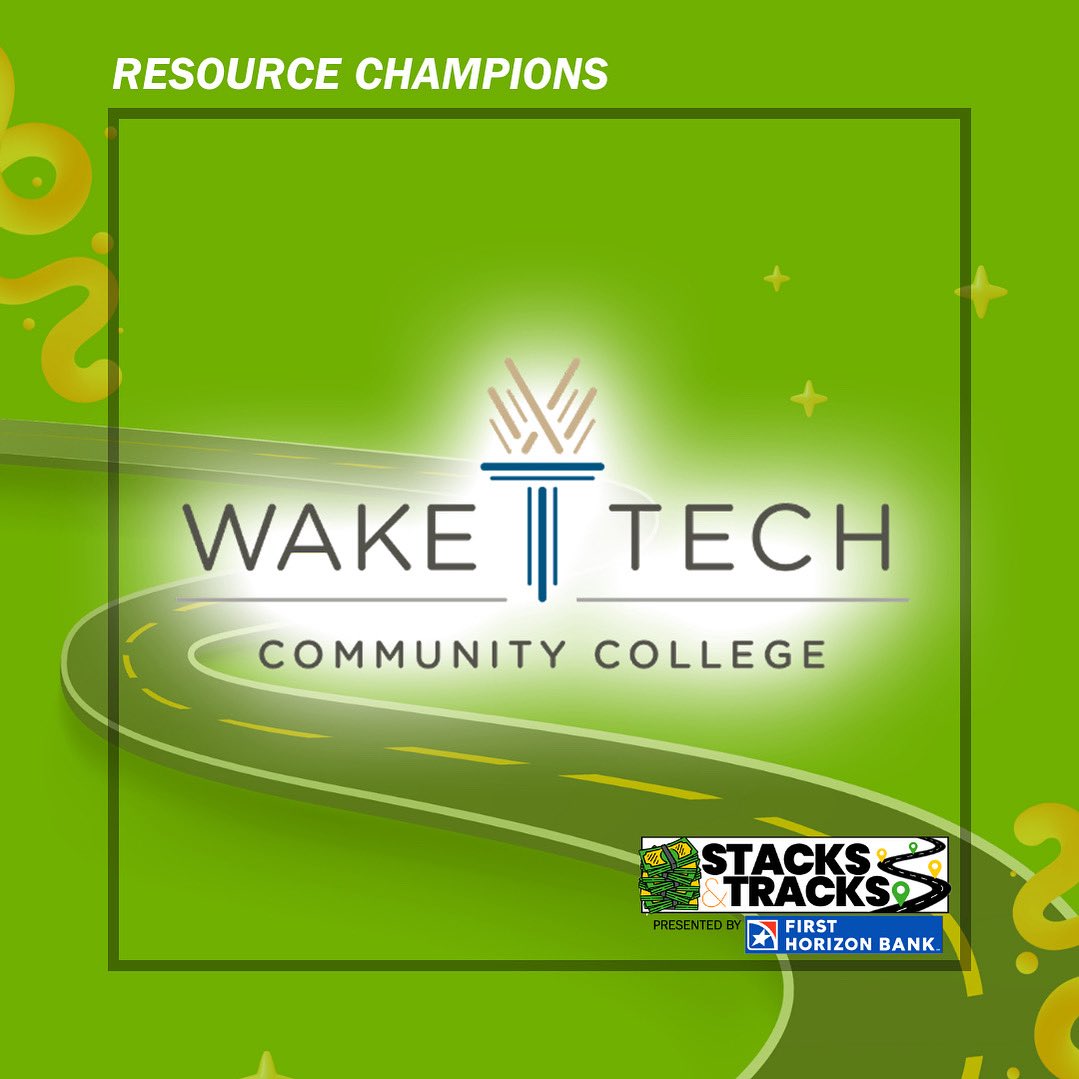 We’re proud to recognize <a href="/waketechcc/">Wake Tech</a> as a Resource Champion sponsor for our upcoming Stacks &amp; Tracks event! 

👏 Thank you for your continued support and dedication to empowering youth with hands-on opportunities, real-world insights, and a brighter future.