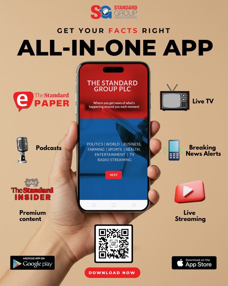 KTNNewsKE's tweet photo. The Standard: Judged by history. Bold in delivery. Factual to the core. Get it all 
📲 Download now 👉 https://t.co/mwJQOMY7Nt

#FactsFirst https://t.co/JoQxo7sGhj