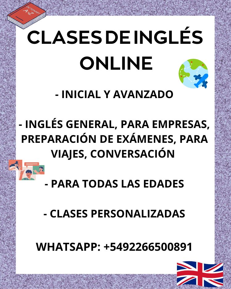 ✨ clases de inglés virtuales! ✨

cualquier consulta por mensaje directo o por whatsapp al +5492266500891 💕

<a href="/VivireNuevaCba/">VivirenNuevaCórdoba®</a> <a href="/VivireNuevaCor/">VivireNuevaCórdoba</a> <a href="/VivirEnNuevaCba/">Vivir en Nueva Cba</a>