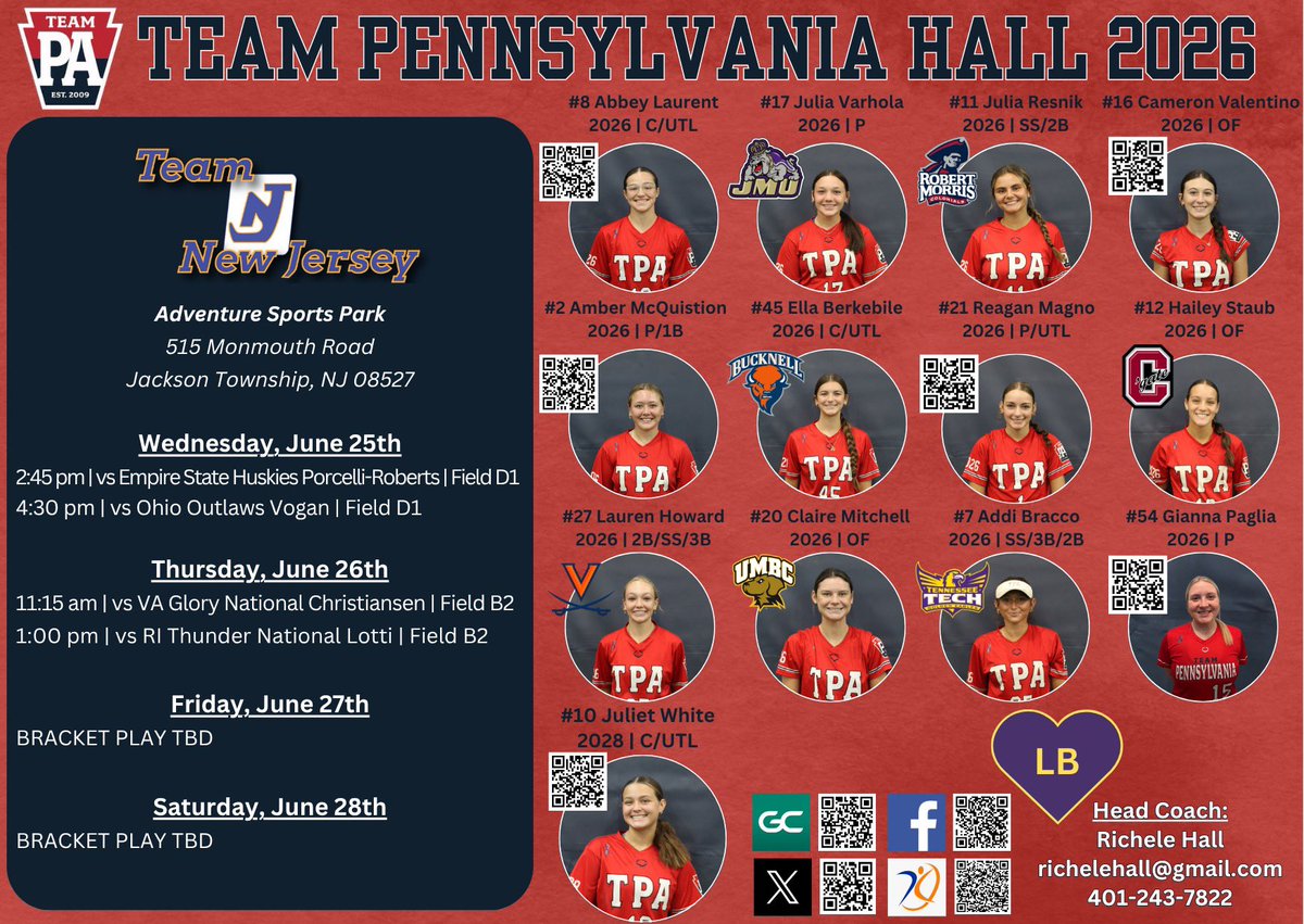Gianna Paglia 2026 (@gpaglia_54) on Twitter photo So excited for Team New Jersey this week! <a href="/teampahall/">Team PA Hall 18U & Team PA Hall 2026</a> <a href="/teampafastpitch/">Team Pennsylvania Fastpitch</a> So excited for Team New Jersey this week! <a href="/teampahall/">Team PA Hall 18U & Team PA Hall 2026</a> <a href="/teampafastpitch/">Team Pennsylvania Fastpitch</a>