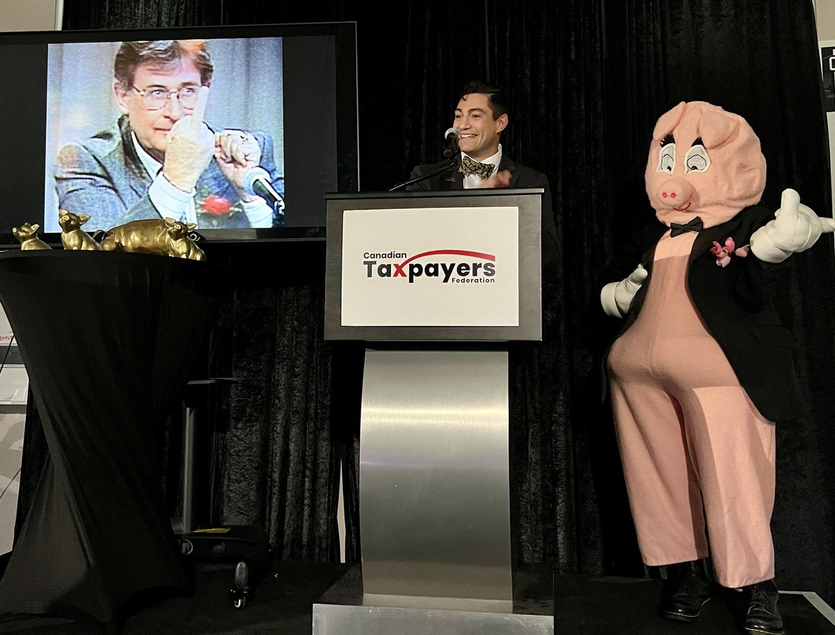 Last night we handed out golden pig trophies to politicians and bureaucrats who were the worst waste offenders in government.

We had a special Lifetime Achievement Award for Justin Trudeau.

You can check out the rest of the “winners” here:
taxpayer.com/newsroom/taxpa…