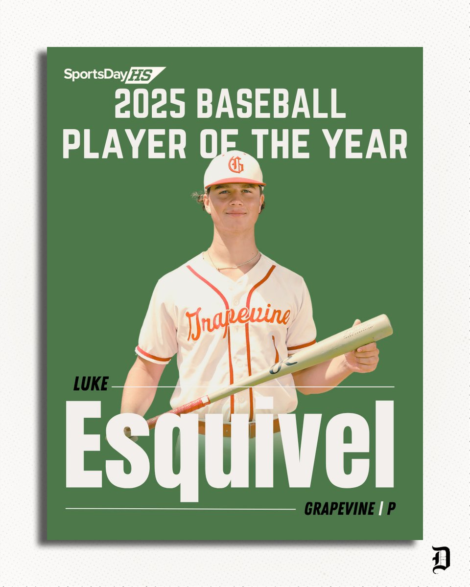 SportsDayHS (@sportsdayhs) on Twitter photo The Dallas Morning News' 2025 baseball player of the year is... Luke Esquivel of Grapevine!
More from <a href="/ronharrodjr/">Ronald Harrod Jr.</a>: dallasnews.com/high-school-sp…
#TXHSBaseball The Dallas Morning News' 2025 baseball player of the year is... Luke Esquivel of Grapevine!
More from <a href="/ronharrodjr/">Ronald Harrod Jr.</a>: dallasnews.com/high-school-sp…
#TXHSBaseball