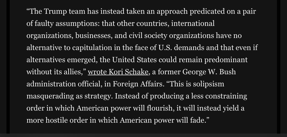 T2_Diplomacy's tweet image. Today the@Washington post is quoting ⁦@KoriSchake⁩ with an excerpt from her ⁦@ForeignAffairs⁩ article