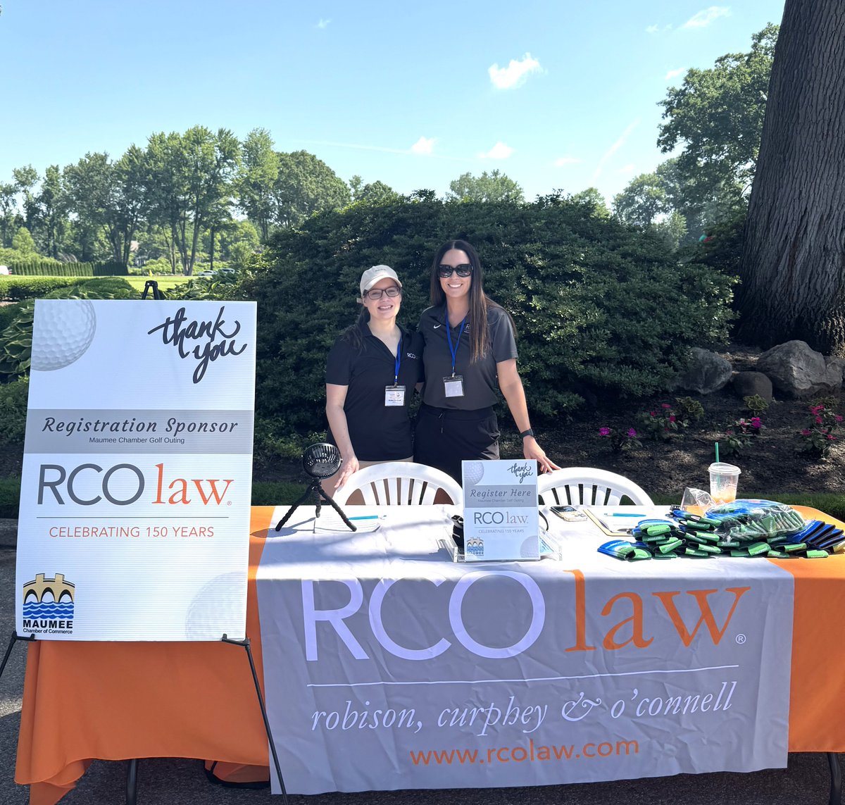 RCOLawFirm's tweet photo. RCO Law managed to beat the heat at the Maumee Chamber of Commerce Annual #GolfOuting on Monday. We had a great time welcoming golfers to the course &amp; supporting the chamber! ⛳️

#RCOLaw #golf #golfseason #sponsor #philanthropy #legalservices #lawyer #attorney https://t.co/pN8Vaw7thy