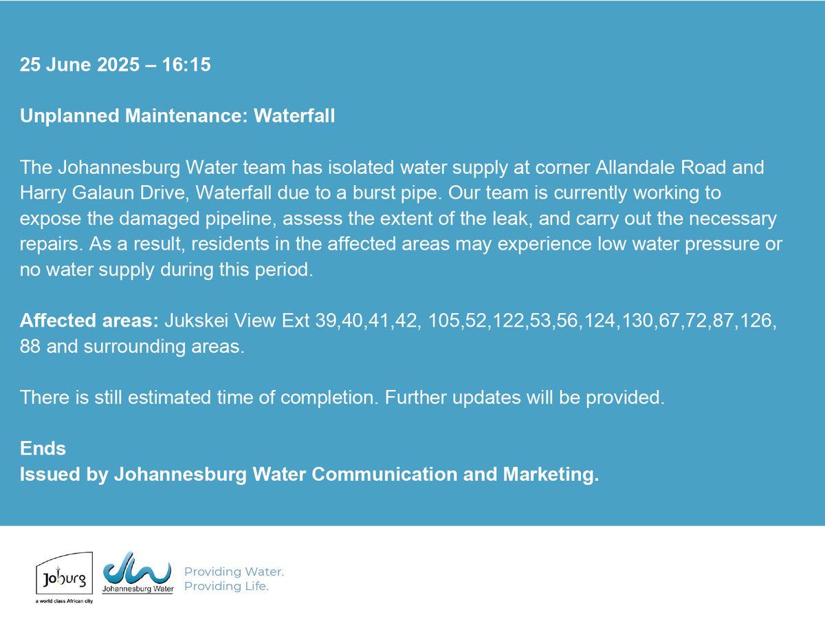 Johannesburg Water tweet media