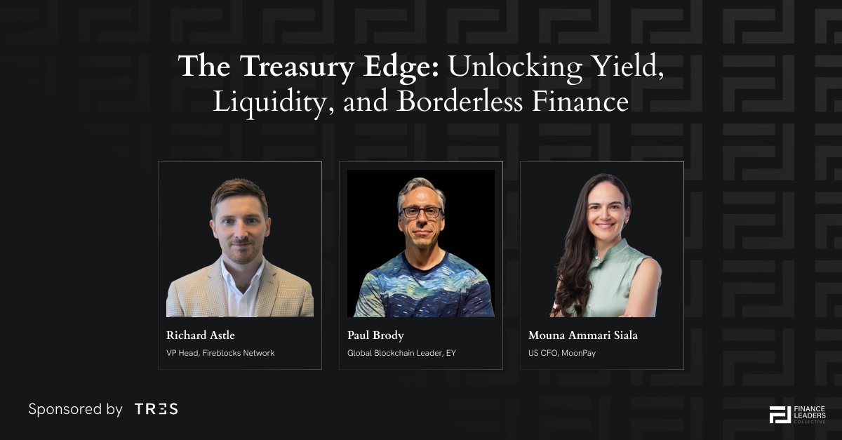 FLeaders_co's tweet photo. On the agenda in Cannes - The Treasury Edge: Unlocking Yield, Liquidity, and Borderless Finance.

This panel brings together three leaders shaping the next era of institutional finance:
- Richard Astle, VP Head of @FireblocksHQ Network
- Paul Brody, Global Blockchain Leader at @EYnews 
- Mouna Ammari Siala, US CFO at @moonpay

They’ll share how stablecoins, tokenized assets, and blockchain rails are enabling faster capital movement, greater efficiency, and global access -redrawing the boundaries of what treasury can do.

Request an invitation for July 3 in Cannes: https://t.co/LhahX8se5Q