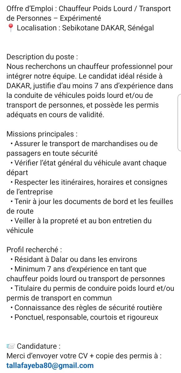 Salam Fam
Chauffeurs poids lourds 
 #afterpro #recrutement